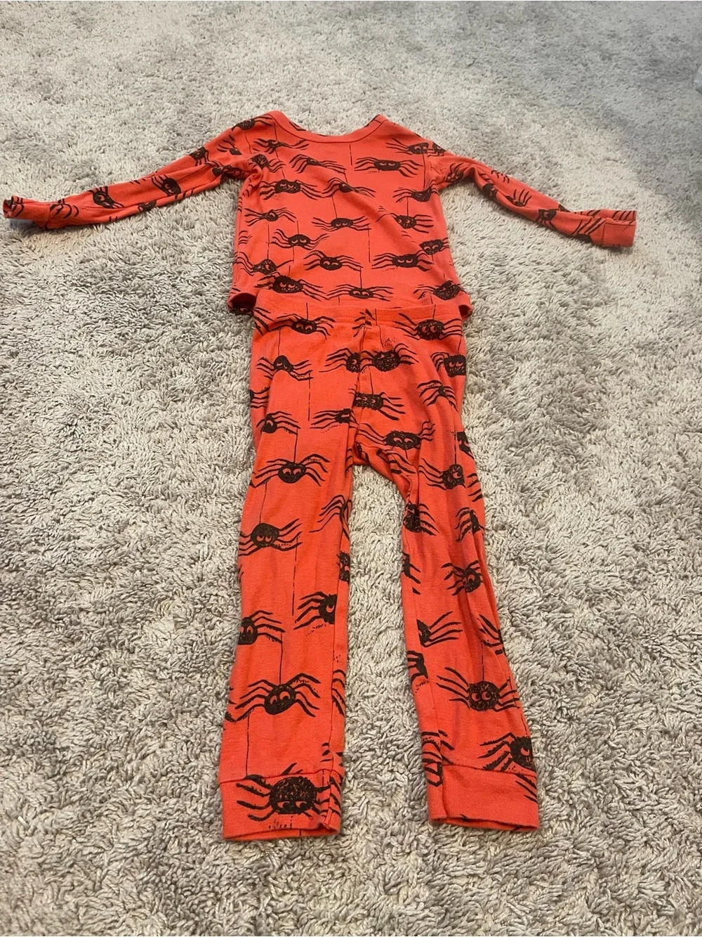 Kids Orange Spider-Print Pajama Set